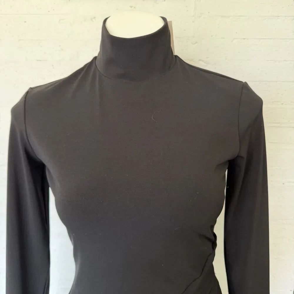 Cinq A Sept Shea Long Sleeve Turtleneck Wrap Top Black S - Picture 3 of 10